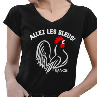 France Soccer Allez Les Bleus World Women V-Neck T-Shirt - Monsterry