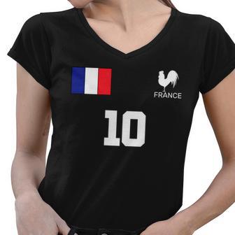 France Soccer Jersey Women V-Neck T-Shirt - Monsterry