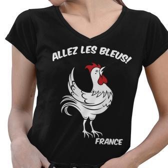 France Soccer World Allez Les Bleus Women V-Neck T-Shirt - Monsterry CA