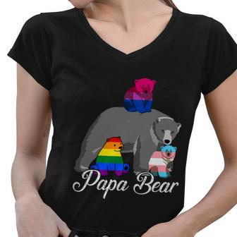 Free Dad Hugs Proud Papa Bear Lgbt Gay Pride Lgbtq Funny Gift Women V-Neck T-Shirt - Monsterry DE