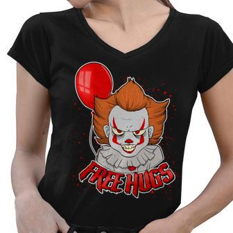 Free Hugs Scary Clown Funny Women V-Neck T-Shirt - Monsterry DE