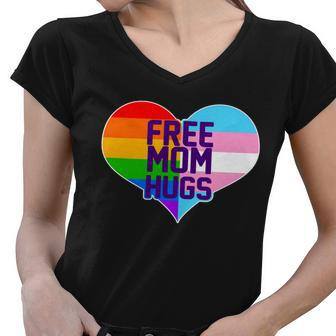 Free Mom Hugs Lgbt Support V2 Women V-Neck T-Shirt - Monsterry