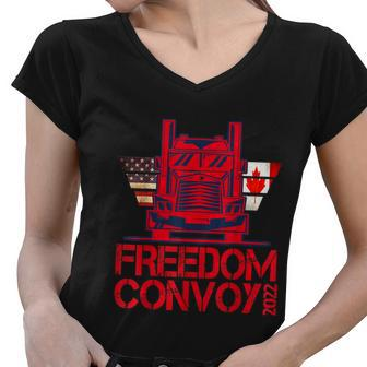 Freedom Convoy 2022 Support Our Truckers Convoy Women V-Neck T-Shirt - Monsterry UK