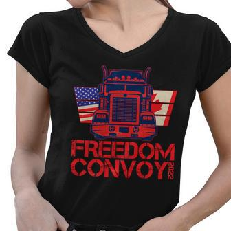 Freedom Convoy 2022 Usa Canada Truckers Women V-Neck T-Shirt - Monsterry UK