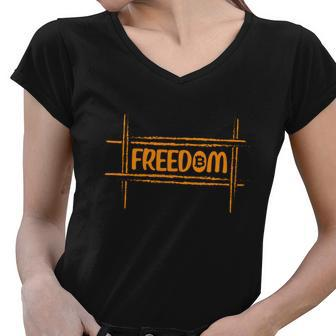 Freedom Crypto Bitcoin B T C S V G T Women V-Neck T-Shirt - Monsterry