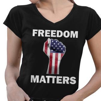 Freedom Matters Usa American Fist Women V-Neck T-Shirt - Monsterry