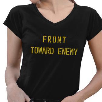 Front Toward Enemy Military Quote Vintage Tshirt Women V-Neck T-Shirt - Monsterry AU