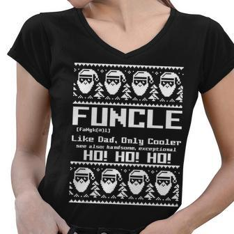 Funcle Like Dad Only Cooler Ugly Christmas Women V-Neck T-Shirt - Monsterry CA