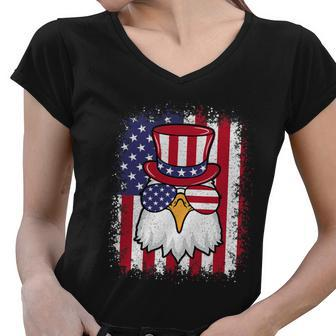 Funny 4Th Of July American Flag Patriotic Eagle Usa Women V-Neck T-Shirt - Monsterry
