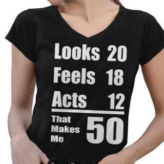 Funny 50Th Birthday Fifty Years Women V-Neck T-Shirt - Monsterry