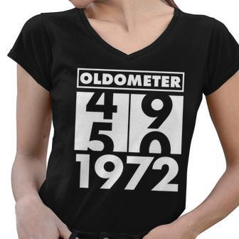 Funny 50Th Birthday Oldometer Made In 1972 Tshirt Women V-Neck T-Shirt - Monsterry AU