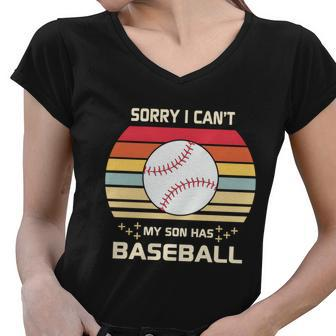 Funny Baseball Mom Funny Baseball Son Funny Baseball Quotes Retro Baseball Women V-Neck T-Shirt - Monsterry CA