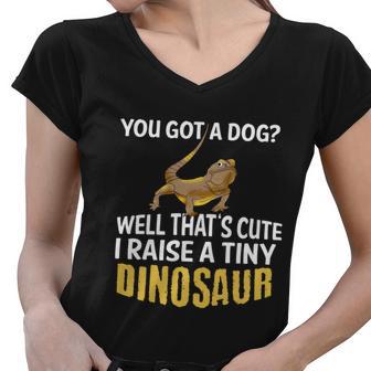 Funny Bearded Dragon Graphic Pet Lizard Lover Reptile Gift Women V-Neck T-Shirt - Monsterry AU