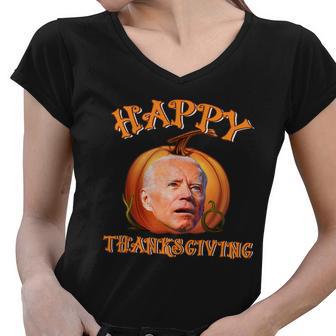 Funny Biden Happy Christmas Halloween Thanksgiving Women V-Neck T-Shirt - Monsterry CA