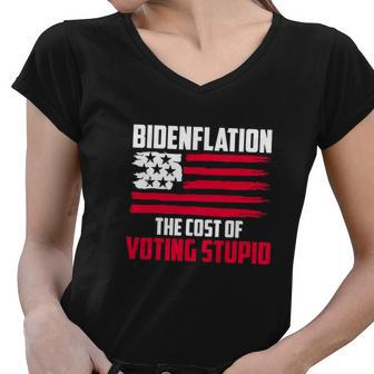 Funny Bidenflation The Cost Of Voting Stupid Anti Biden Women V-Neck T-Shirt - Monsterry