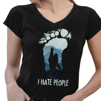 Funny Bigfoot I Hate People Women V-Neck T-Shirt - Monsterry