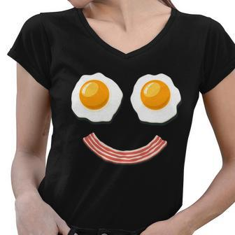 Funny Breakfast Bacon And Eggs Tshirt Women V-Neck T-Shirt - Monsterry