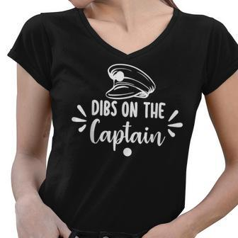 Funny Captain Wife Dibs On The Captain Saying Cute Design Women V-Neck T-Shirt - Thegiftio UK