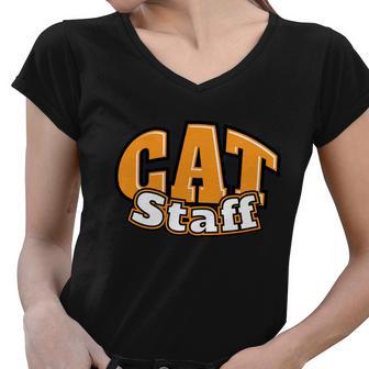 Funny Cat Lover Gift Cool Gift Cat Staff Gift Women V-Neck T-Shirt - Monsterry UK