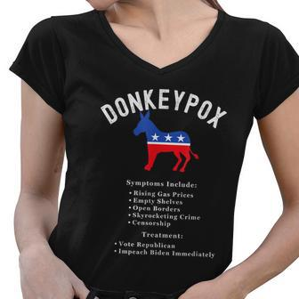 Funny Conservative Republican Anti Biden Donkeypox Women V-Neck T-Shirt - Monsterry UK