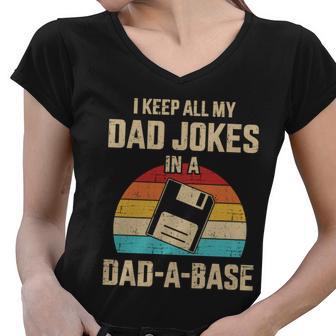 Funny Dad Jokes In Dadcute Giftacute Giftbase Vintage For Fathers Day Gift Women V-Neck T-Shirt - Monsterry