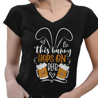 Funny Easter This Bunny Hops On Beer Women V-Neck T-Shirt - Monsterry CA