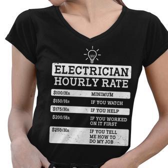 Funny Electrician Hourly Rate List Women V-Neck T-Shirt - Monsterry