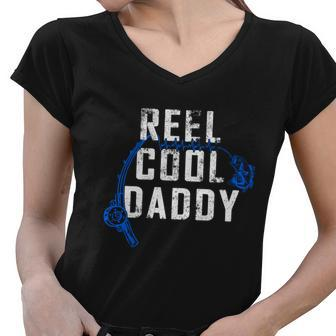 Funny Fathers Day Reel Cool Daddy Fishing Daddy Fishermen Funny Gift Graphic Design Printed Casual Daily Basic Women V-Neck T-Shirt - Thegiftio UK