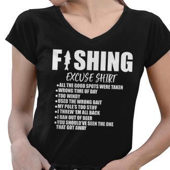 Funny Fishing Excuses Tshirt Women V-Neck T-Shirt - Monsterry UK