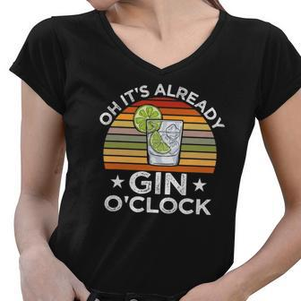 Funny Gin Tonic Lovers Quotes Oh Its Gin Oclock Women V-Neck T-Shirt - Thegiftio UK