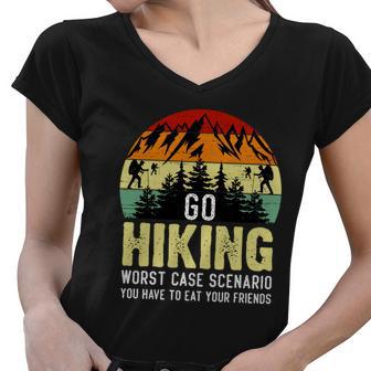 Funny Hiking Tshirt Women V-Neck T-Shirt - Monsterry UK