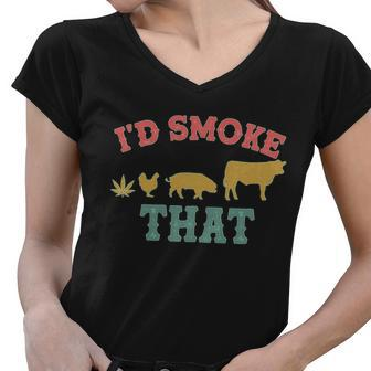 Funny Id Smoke That Marijuana Leaf Tshirt Women V-Neck T-Shirt - Monsterry