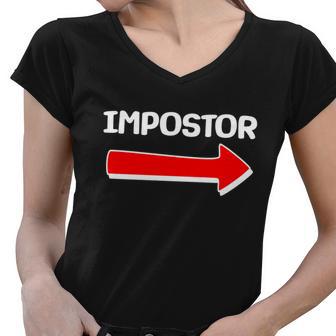 Funny Impostor Arrow -Among Us Women V-Neck T-Shirt - Monsterry