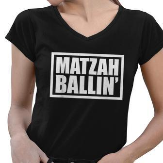 Funny Jewish Matzah Ballin Matzo Ball Soup Hanukkah Women V-Neck T-Shirt - Monsterry