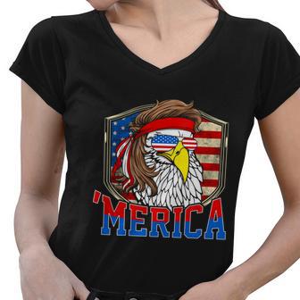 Funny July 4Th Cute Gift Merica 4Th Of July Bald Eagle Mullet Gift Women V-Neck T-Shirt - Monsterry