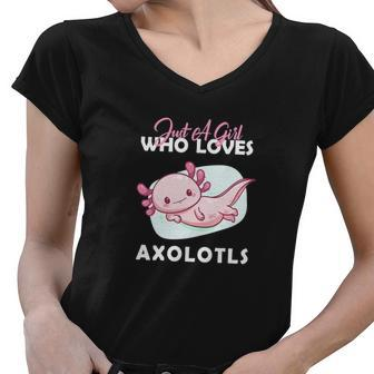 Funny Just A Girl Who Loves Axolotl Women V-Neck T-Shirt - Monsterry DE