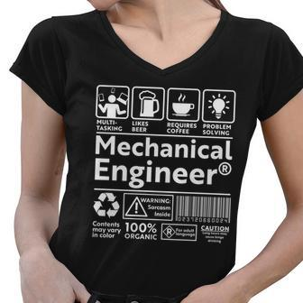 Funny Mechanical Engineer Label Women V-Neck T-Shirt - Monsterry AU