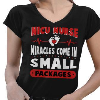 Funny Miracle Neonatal Intensive Care Unit Nicu Nurse Women V-Neck T-Shirt - Seseable