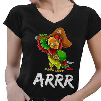 Funny Pirate Parrot With Sabre Halloween Costume Women V-Neck T-Shirt - Thegiftio UK