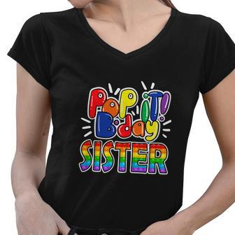 Funny Pop It Stepmom Birthday Girl Fidget Kid Women V-Neck T-Shirt - Monsterry AU
