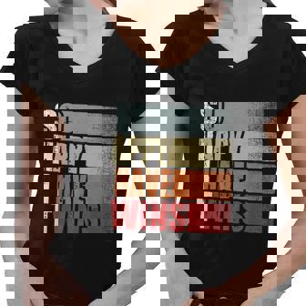 Funny Shit So Happy I Have Twins Vintage Retro Mom Dad Women V-Neck T-Shirt - Monsterry