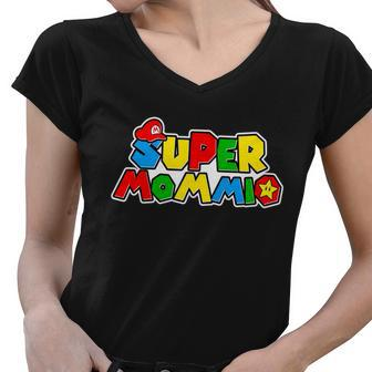 Funny Super Mommio Mothers Day Gamer Tshirt Women V-Neck T-Shirt - Monsterry