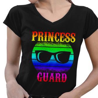 Funny Tee For Fathers Day Princess Guard Of Daughters Gift Women V-Neck T-Shirt - Monsterry CA