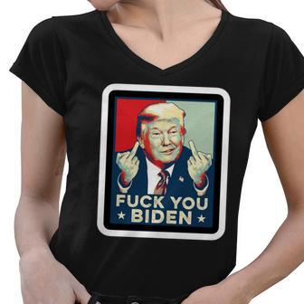 Funny Trump Hope Design Fuck You Biden Women V-Neck T-Shirt - Monsterry