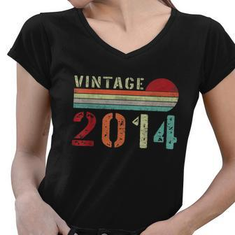 Funny Vintage 2014 Gift Funny 8 Years Old Boys And Girls 8Th Birthday Gift Women V-Neck T-Shirt - Monsterry DE