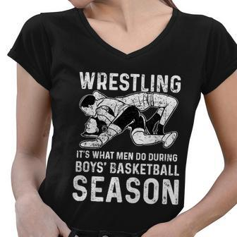 Funny Wrestling Gift Tshirt Women V-Neck T-Shirt - Monsterry