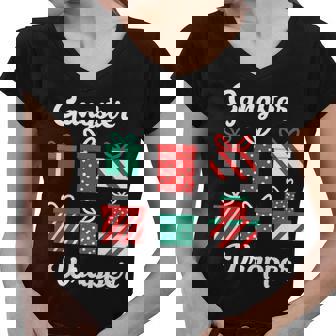 Gangsta Wrapper Funny Christmas Gift Graphic Design Printed Casual Daily Basic Women V-Neck T-Shirt - Thegiftio