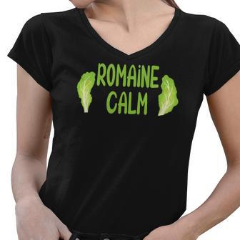 Gardening Romaine Calm Leaf Idea Gift Women V-Neck T-Shirt - Seseable