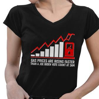 Gas Prices Are Rising Faster Than A Joe Biden Vote Count At 3Am Graphic Design Printed Casual Daily Basic Women V-Neck T-Shirt - Thegiftio