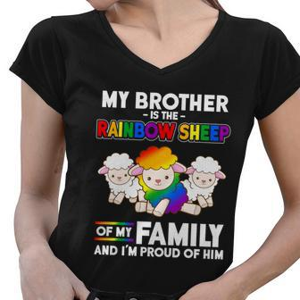 Gay Pride Brother Rainbow Sheep Of Family Proud Coming Out Cool Gift Women V-Neck T-Shirt - Monsterry DE